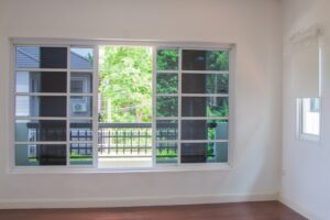Modern home showcasing tinted windows